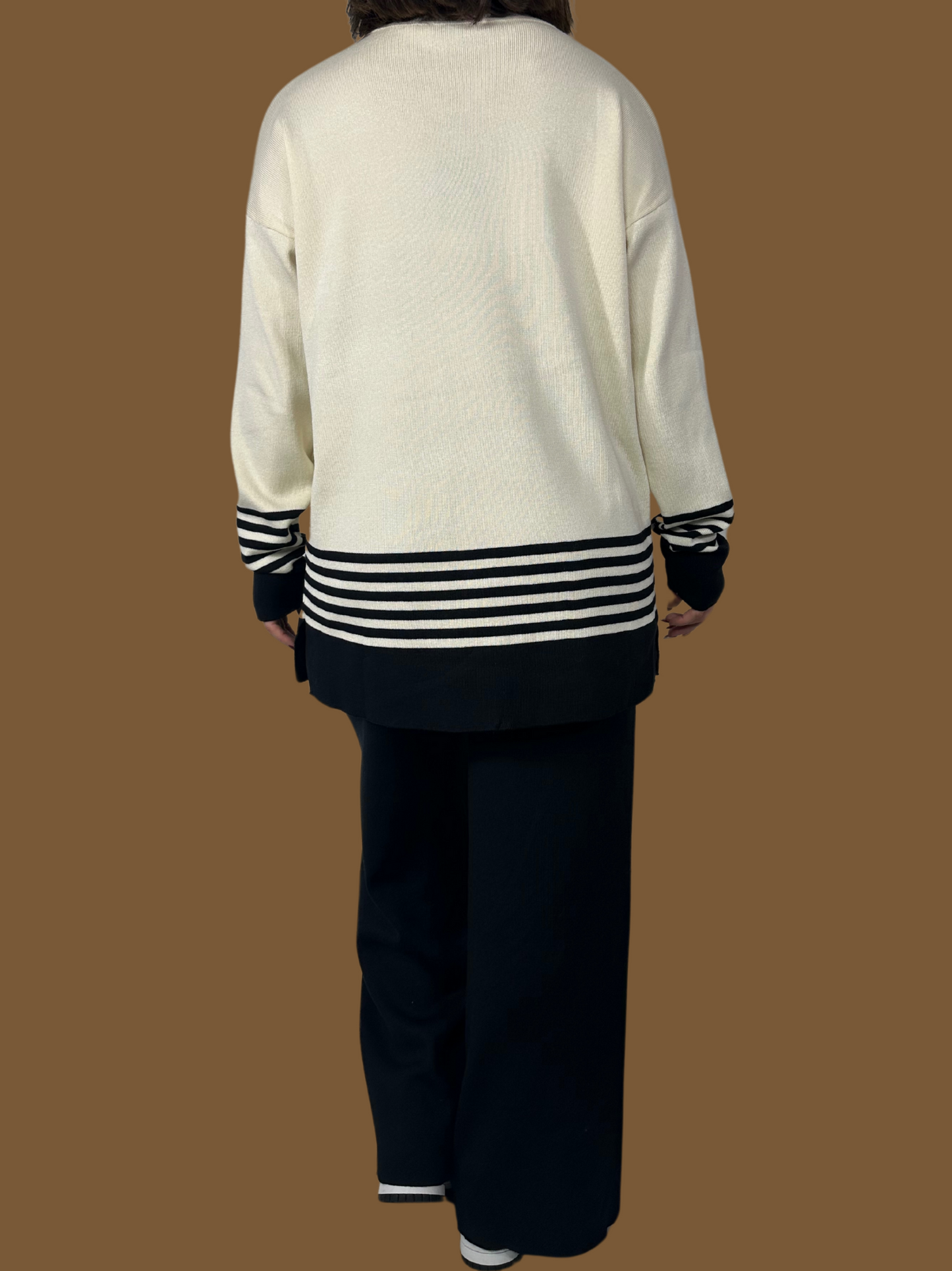 STRIPED TURTLENECK SWEATER AND PANTS SET