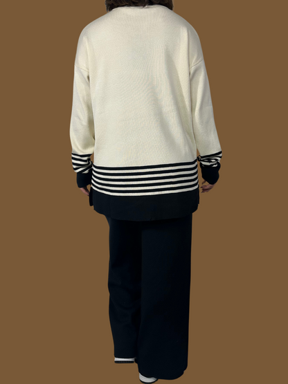 STRIPED TURTLENECK SWEATER AND PANTS SET