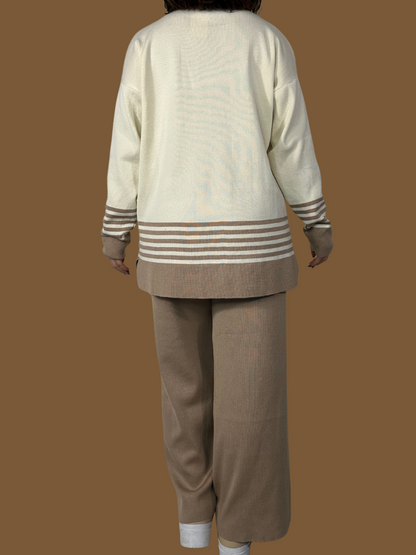 STRIPED TURTLENECK SWEATER AND PANTS SET