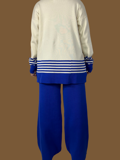 STRIPED TURTLENECK SWEATER AND PANTS SET