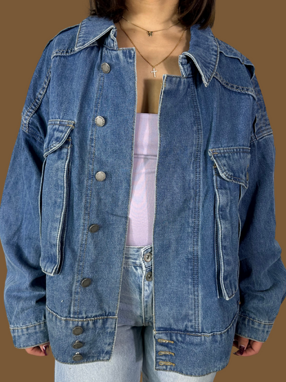 OVERSIZED CARGO DENIM JACKET