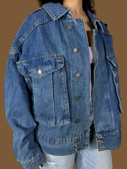 OVERSIZED CARGO DENIM JACKET