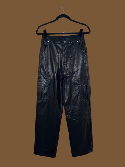 PU LEATHER CARGO PANTS