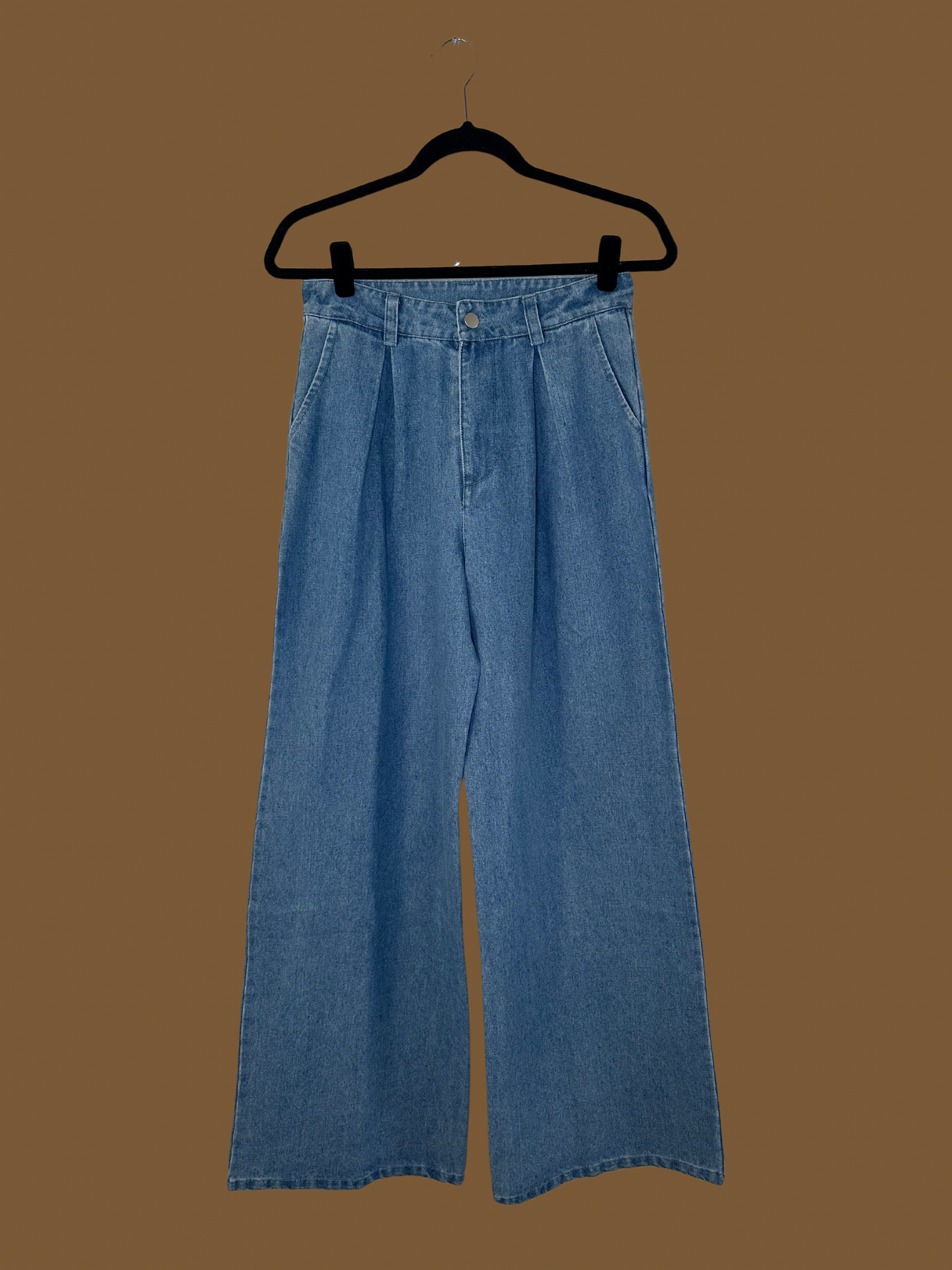 DENIM PALAZZO HIGH WAISTED LONG PANTS